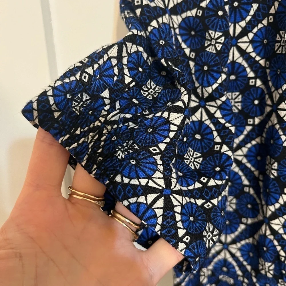 Free People Melody Geo Button Front Mini Dress Size 6 Blue